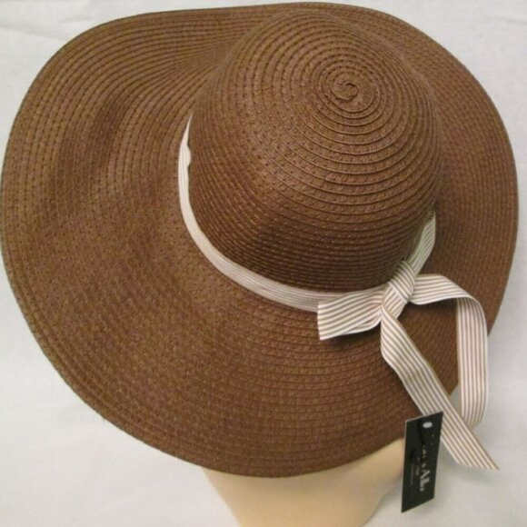MARCUS ADLER Ribbon Tie Sun Hat-Brown-One Size-NWT - Picture 3 of 10
